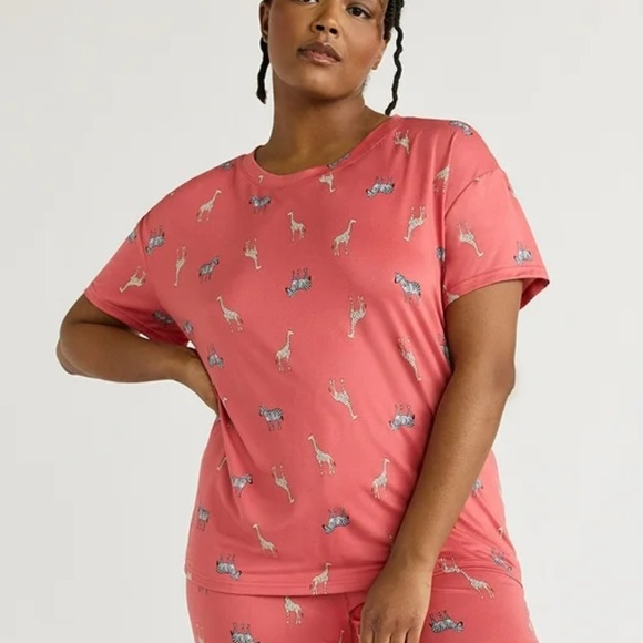Coral Giraffe Zebra Print Top - Picture 1 of 9